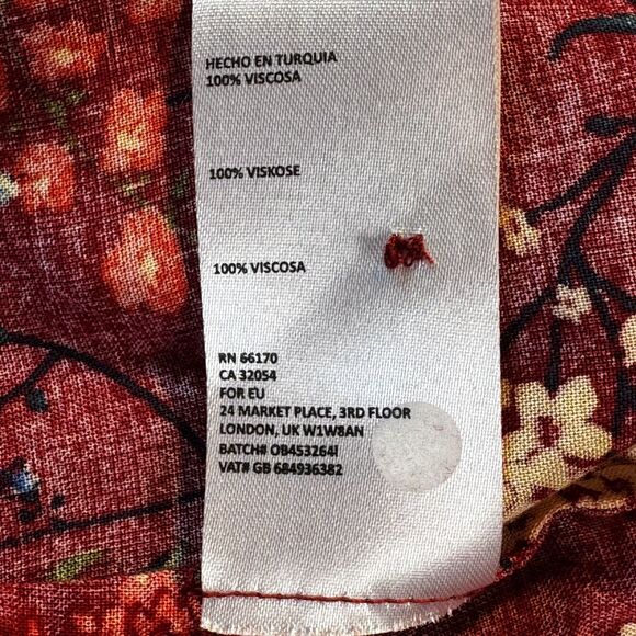 Maeve by Anthropologie Blouse Women's Medium Red Floral Button Front Long Sleeve - Picture 13 of 13